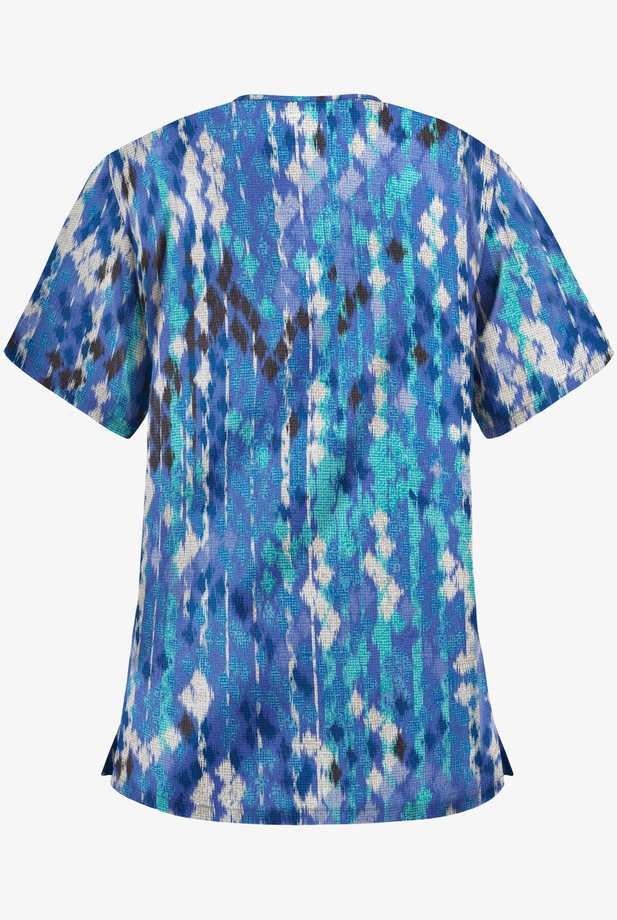 UA Best Buy Antik Ikat Royal Women's 3-Pocket V-Neck Print Scrub Top 4 UA Best Buy Antik Ikat Royal Women's 3-Pocket V-Neck Print Scrub Top - Image 2