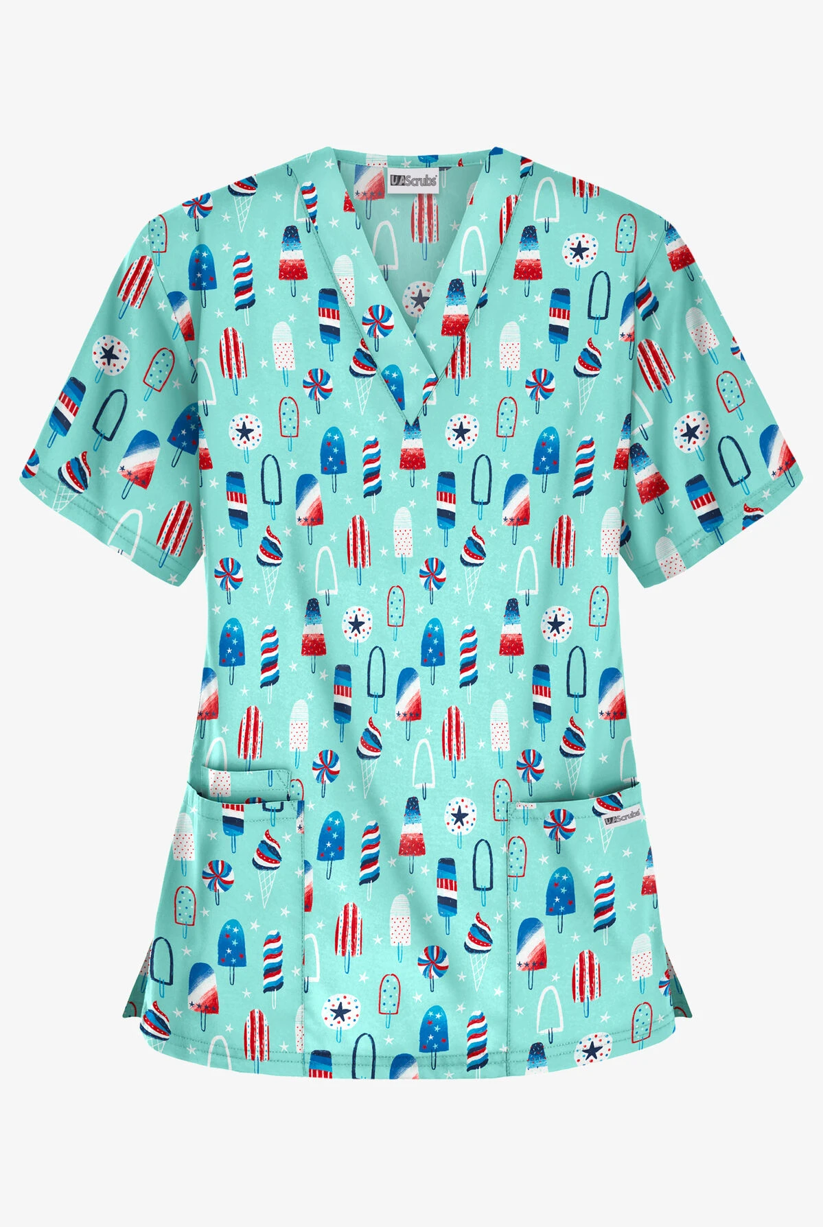 Best Buy Ice Cream Celebration Blue Women's 3-Pocket V-Neck Print Scrub Top 3 Best Buy Ice Cream Celebration Blue Women's 3-Pocket V-Neck Print Scrub Top