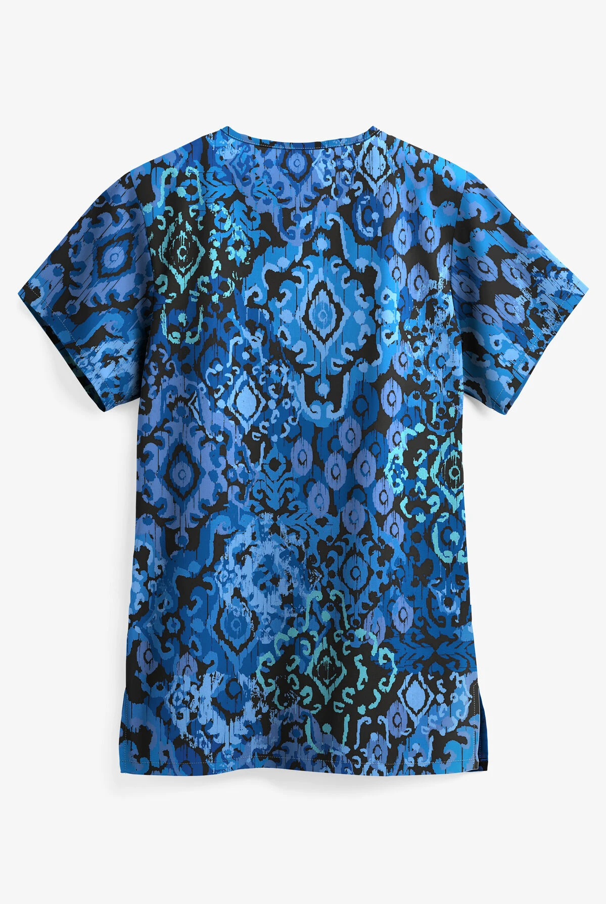 UA Ikat Paradise Black Printed Women's 3-Pocket V-Neck Scrub Top 4 UA Ikat Paradise Black Printed Women's 3-Pocket V-Neck Scrub Top - Image 2