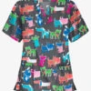 Butter-Soft Dog Walk Pewter Women's 3-Pocket V-Neck Print Scrub Top 2 Butter-Soft Dog Walk Pewter Women's 3-Pocket V-Neck Print Scrub Top -Fashion Clothing PC61DWG 1