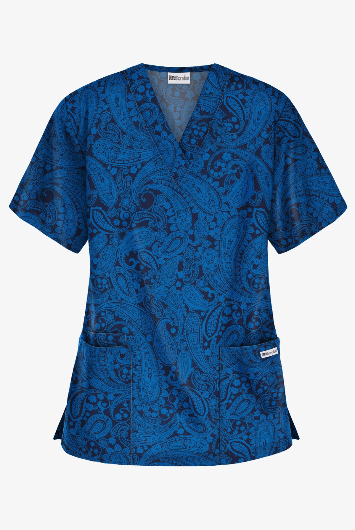 UA Best Buy Enchanting Paisley Navy Women's 3-Pocket V-Neck Print Scrub Top 3 UA Best Buy Enchanting Paisley Navy Women's 3-Pocket V-Neck Print Scrub Top