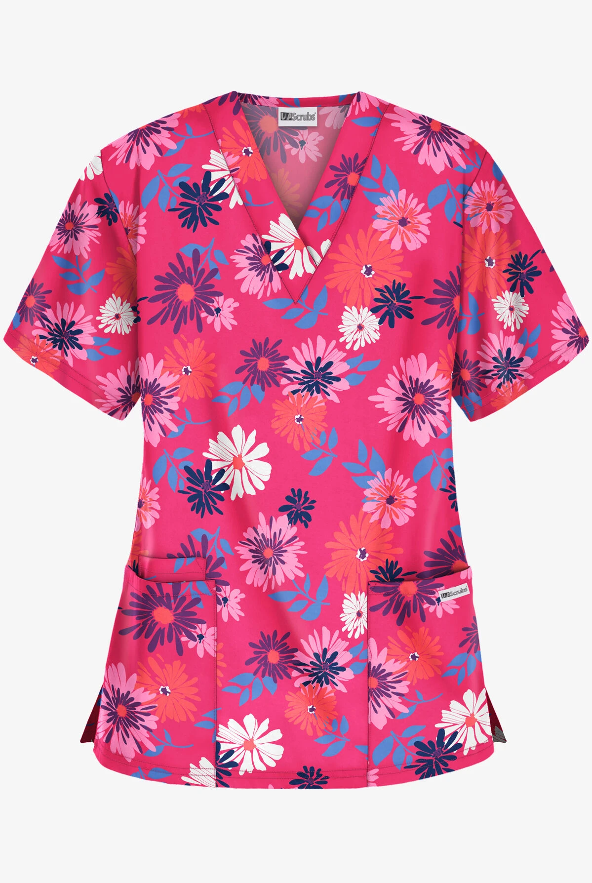 UA Best Buy Floral Beauty Fuchsia Women's 3-Pocket V-Neck Print Scrub Top 3 UA Best Buy Floral Beauty Fuchsia Women's 3-Pocket V-Neck Print Scrub Top