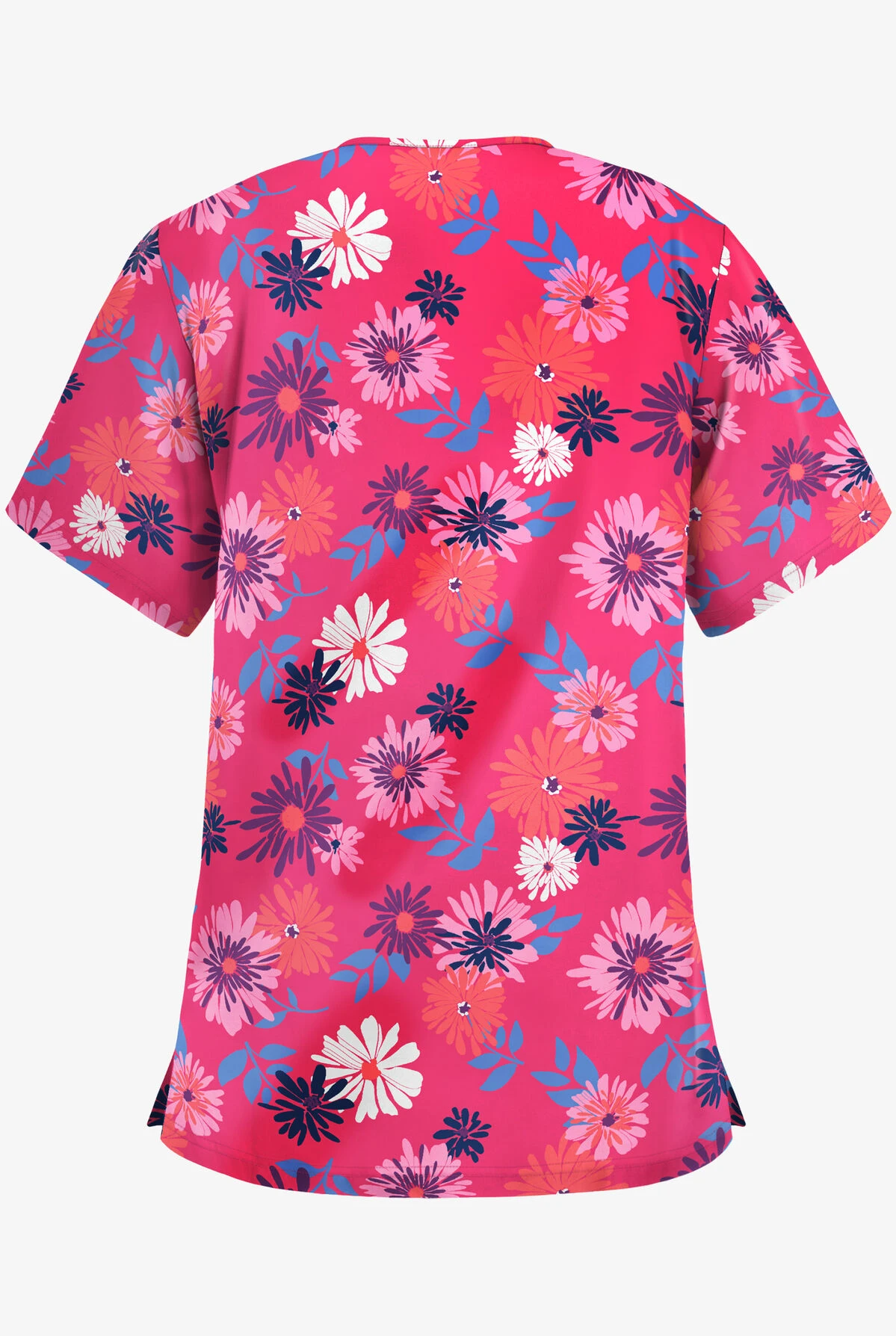 UA Best Buy Floral Beauty Fuchsia Women's 3-Pocket V-Neck Print Scrub Top 4 UA Best Buy Floral Beauty Fuchsia Women's 3-Pocket V-Neck Print Scrub Top - Image 2