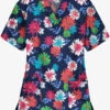 UA Best Buy Floral Beauty Navy Women's 3-Pocket V-Neck Print Scrub Top -Fashion Clothing PC61FYA 1