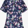 UA Best Buy Butterfly Dance Navy Women's 3-Pocket V-Neck Print Scrub Top 2 UA Best Buy Butterfly Dance Navy Women's 3-Pocket V-Neck Print Scrub Top -Fashion Clothing PC61NDB 1