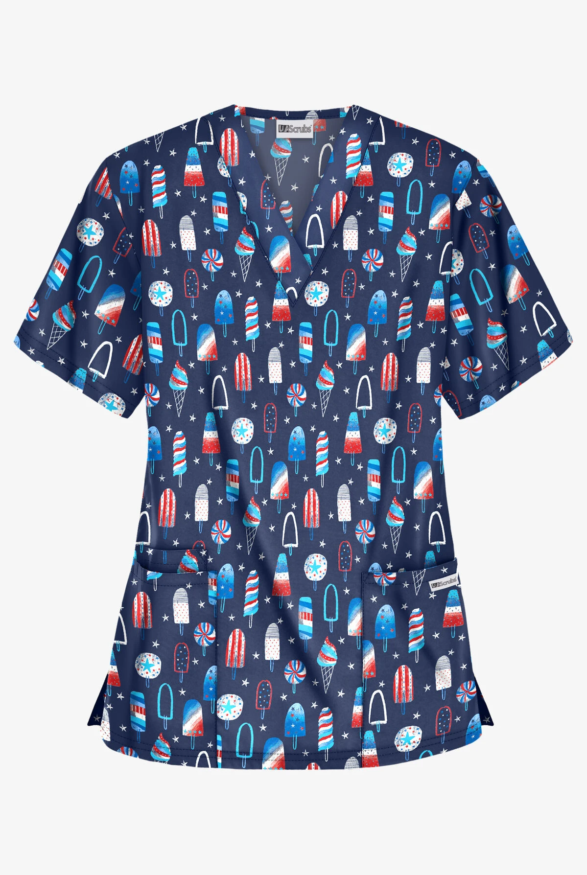 Best Buy Ice Cream Celebration Navy Women's 3-Pocket V-Neck Print Scrub Top 3 Best Buy Ice Cream Celebration Navy Women's 3-Pocket V-Neck Print Scrub Top
