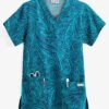 UA Paisley Delight Turquoise Women's 3-Pocket V-Neck Print Scrub Top 2 UA Paisley Delight Turquoise Women's 3-Pocket V-Neck Print Scrub Top -Fashion Clothing PC61PYD 1