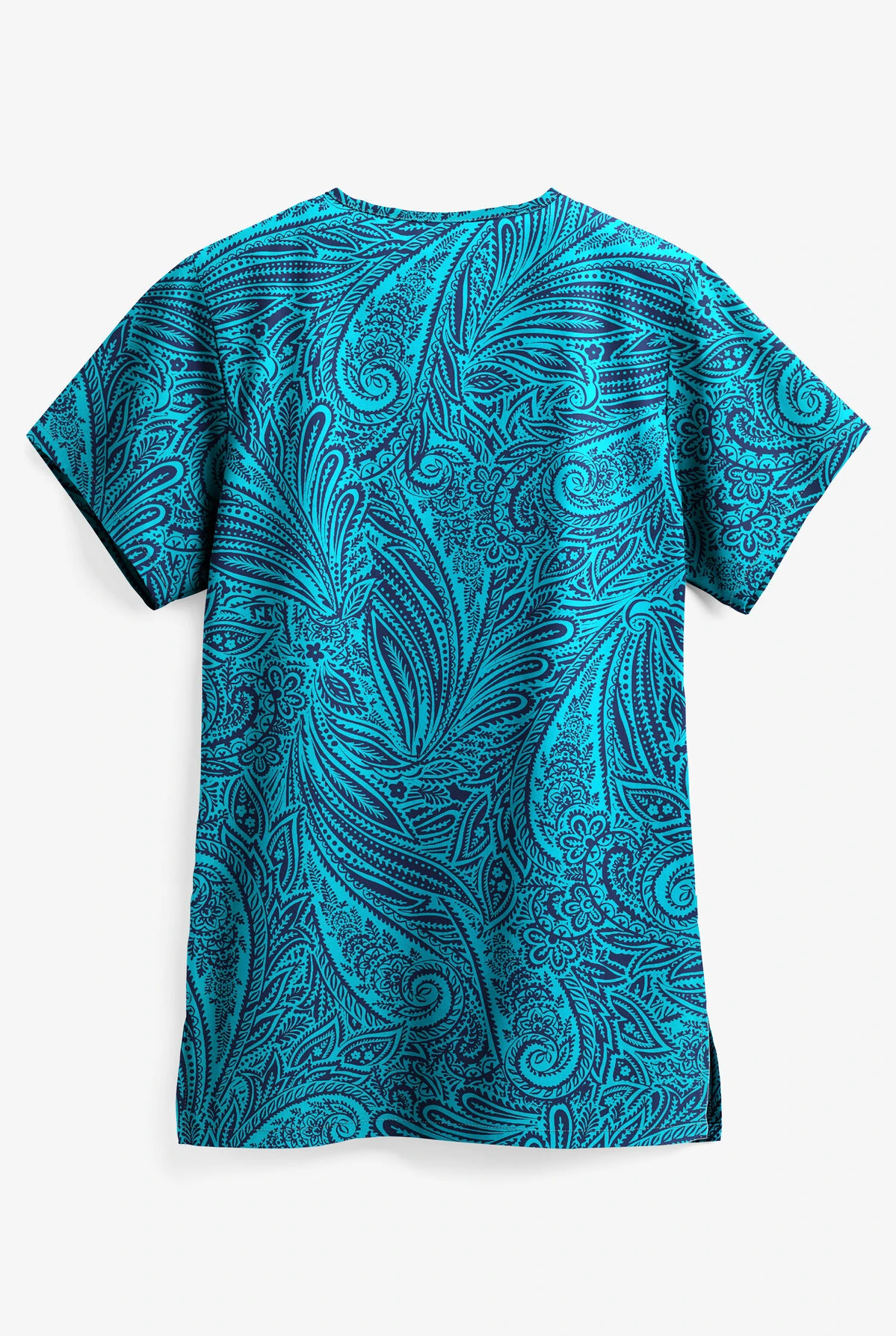 UA Paisley Delight Turquoise Women's 3-Pocket V-Neck Print Scrub Top 4 UA Paisley Delight Turquoise Women's 3-Pocket V-Neck Print Scrub Top - Image 2