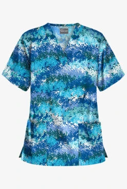 Butter-Soft Autumn Time Royal Women's 2-Pocket V-Neck Print Scrub Top