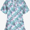 Butter-Soft Abstract Zebra Navy Women's 2-Pocket V-Neck Print Scrub Top -Fashion Clothing PC62AZNV 1