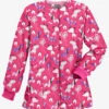 Butter-Soft Walk In The Park Fuchsia Women's 2-Pocket Warm Up Print Scrub Jacket -Fashion Clothing PC82WPFC 1