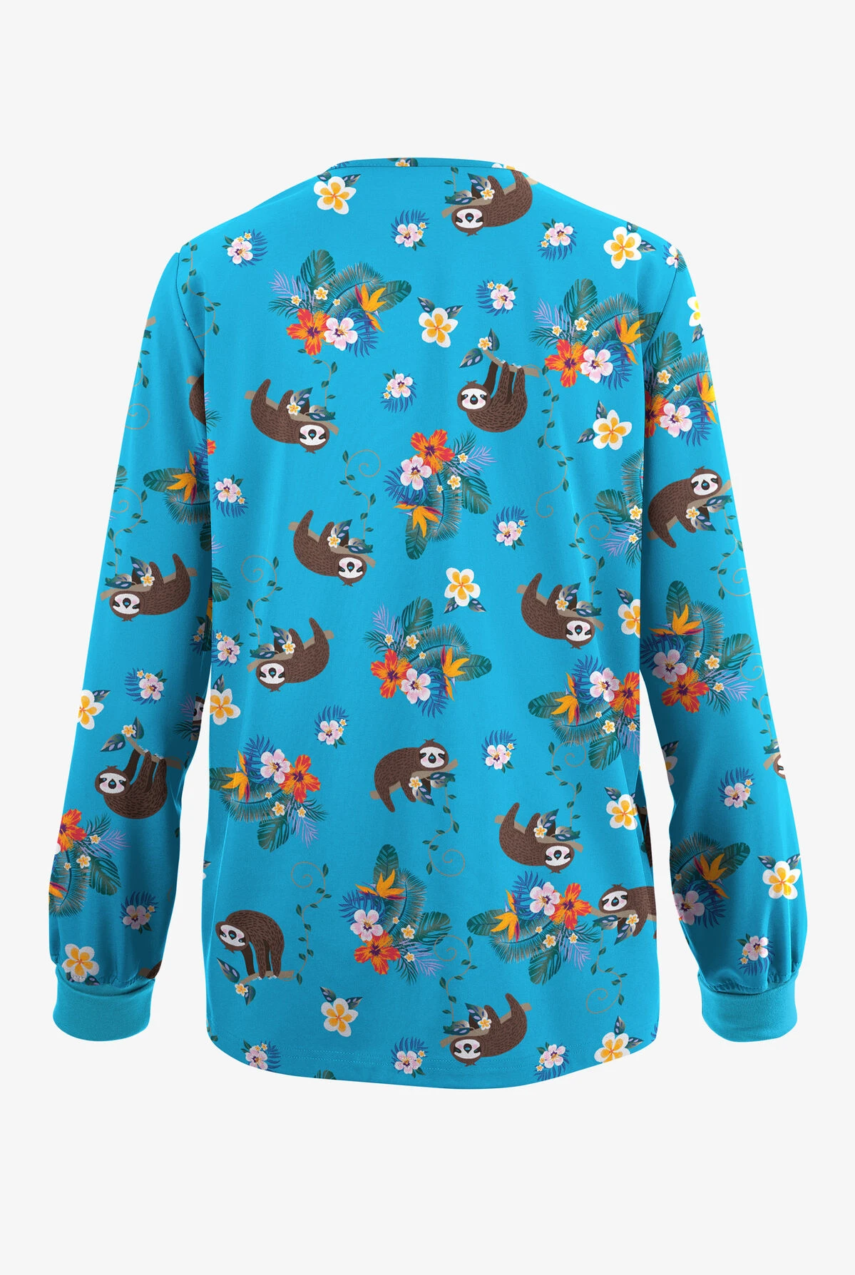 Butter-Soft Originals Nap Time Turquoise Women's 3-Pocket Warm-Up Printed Scrub Jacket 4 Butter-Soft Originals Nap Time Turquoise Women's 3-Pocket Warm-Up Printed Scrub Jacket - Image 2