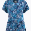 Butter-Soft Originals Abstract Zebra Turquoise Women's 6-Pocket Scallop Neck Printed Scrub Top 1 Butter-Soft Originals Abstract Zebra Turquoise Women's 6-Pocket Scallop Neck Printed Scrub Top -Fashion Clothing TS1194AZTQ 1
