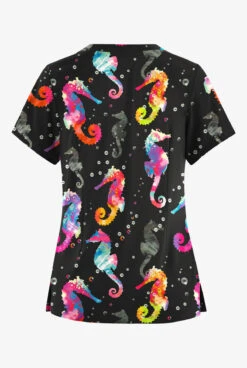 Butter-Soft Originals Relaxing Day Women's 6-Pocket Scallop Neck Printed Scrub Top -Fashion Clothing TS1194RDBL 2