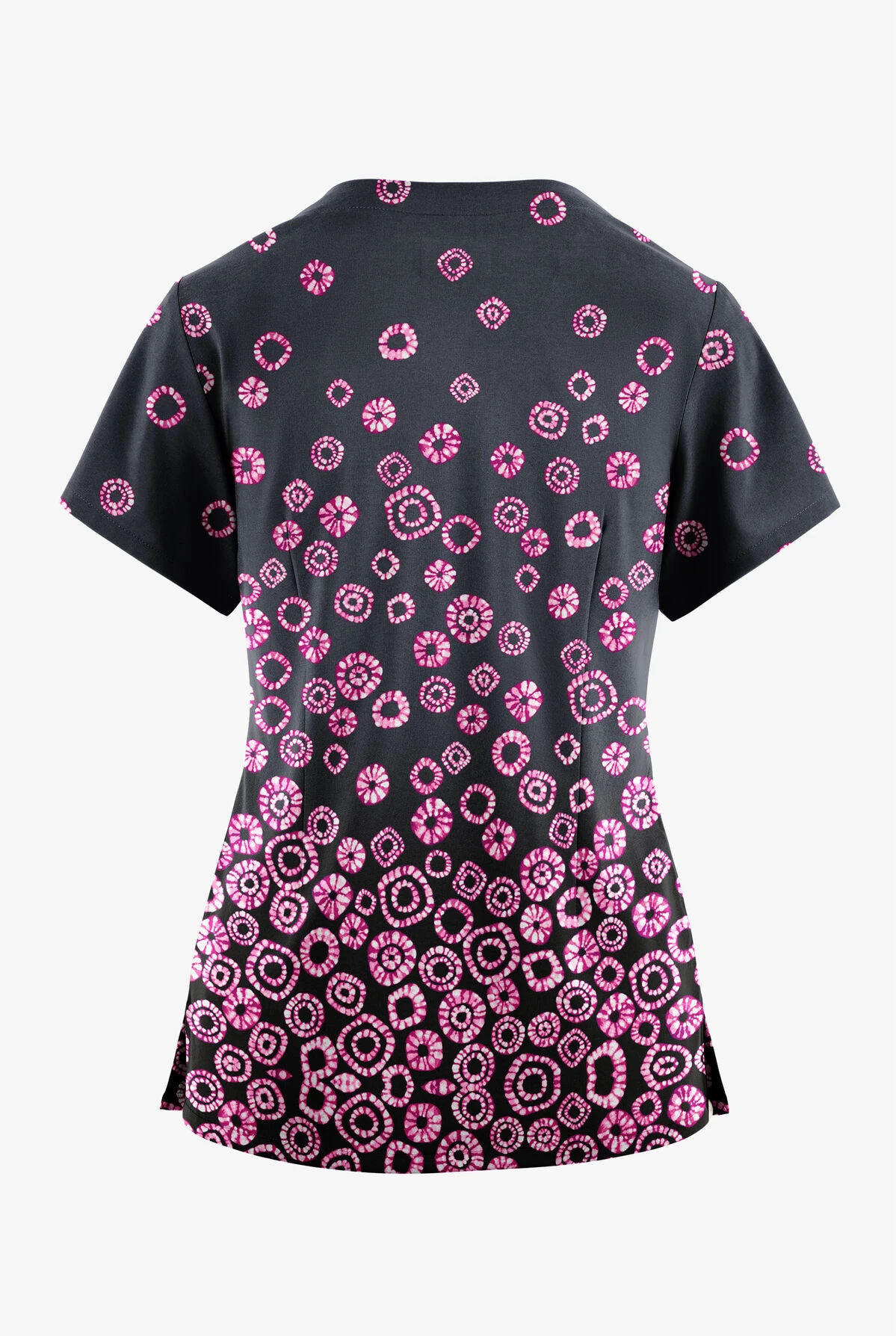 Butter-Soft Originals Jakarta Border Pewter Women's 2-Pocket Scallop Neck Printed Scrub Top 4 Butter-Soft Originals Jakarta Border Pewter Women's 2-Pocket Scallop Neck Printed Scrub Top - Image 2