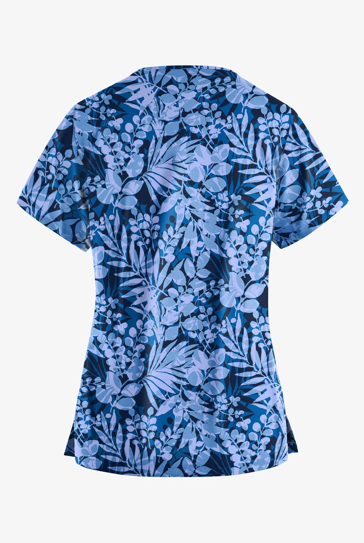 Butter-Soft Exotic Garden Royal Women’s 4-Pocket V Notch-Neck Printed Scrub Top 4 Butter-Soft Exotic Garden Royal Women’s 4-Pocket V Notch-Neck Printed Scrub Top - Image 2