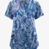 Butter-Soft Originals Kashmir Paisley Royal Women's 6-Pocket Mandarin Collar Printed Scrub Top  -Fashion Clothing TS1578KPRL 102523 1