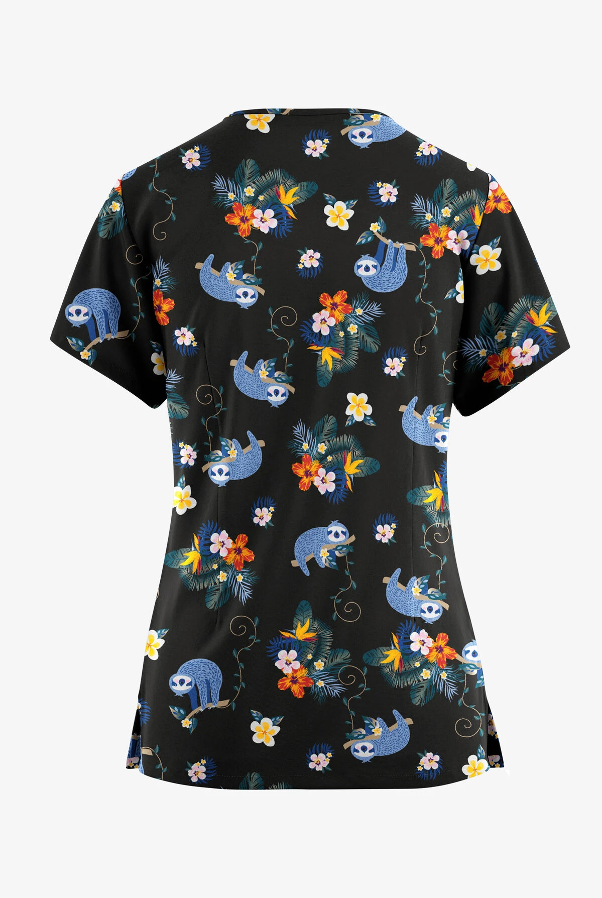 Butter-Soft Originals Nap Time Women's 7-Pocket Curved V-Neck Printed Scrub Top 4 Butter-Soft Originals Nap Time Women's 7-Pocket Curved V-Neck Printed Scrub Top - Image 2