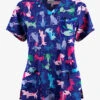 Butter-Soft Originals Paw Friends Navy Women's 7-Pocket Curved V-Neck Printed Scrub Top 2 Butter-Soft Originals Paw Friends Navy Women's 7-Pocket Curved V-Neck Printed Scrub Top -Fashion Clothing TS1638PFNV 1