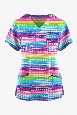 Butter-Soft Originals Rio Stripe Women's 7-Pocket Curved V-Neck Printed Scrub TopÂ