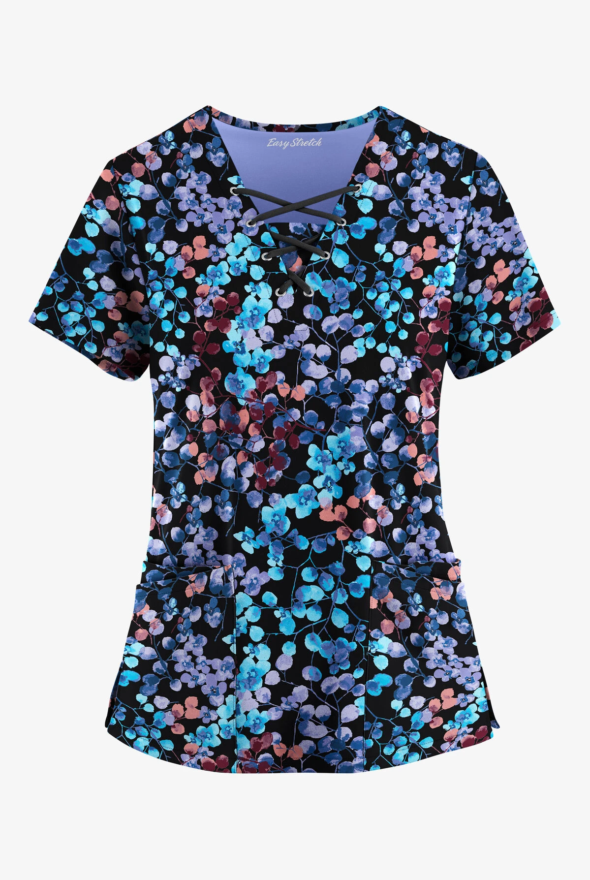 Easy STRETCH By Butter-Soft™ Floral Blossoms Women's 4-Pocket Lace Up V-Neck Printed Scrub Top 3 Easy STRETCH By Butter-Soft™ Floral Blossoms Women's 4-Pocket Lace Up V-Neck Printed Scrub Top