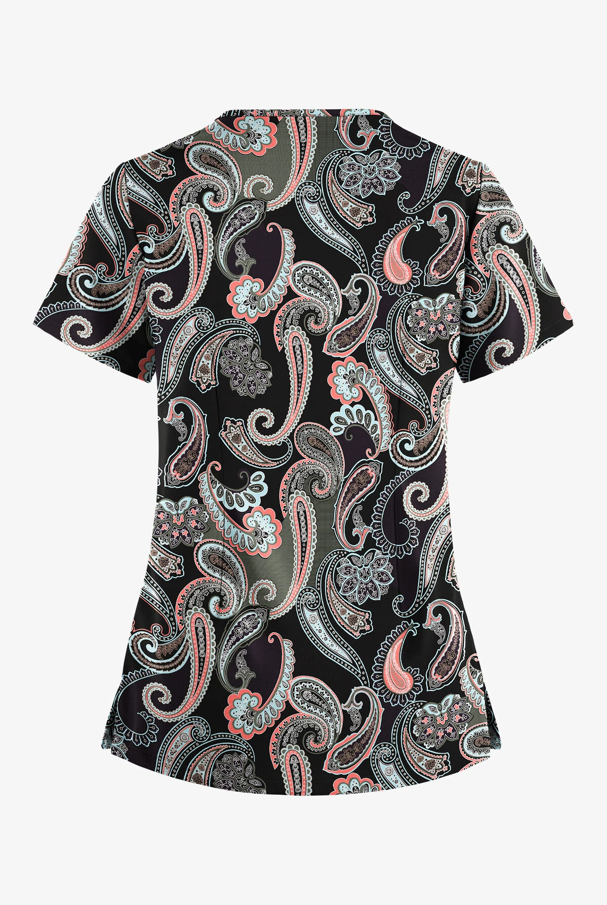 Easy STRETCH By Butter-Soft™ Kashmir Paisley Women's 4-Pocket Lace Up V-Neck Printed Scrub Top 4 Easy STRETCH By Butter-Soft™ Kashmir Paisley Women's 4-Pocket Lace Up V-Neck Printed Scrub Top - Image 2