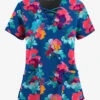 Easy STRETCH By Butter-Soft™ Sweet Blossoms Royal Women's 4-Pocket Lace Up V-Neck Printed Scrub Top -Fashion Clothing TS222SBRL 100523 1