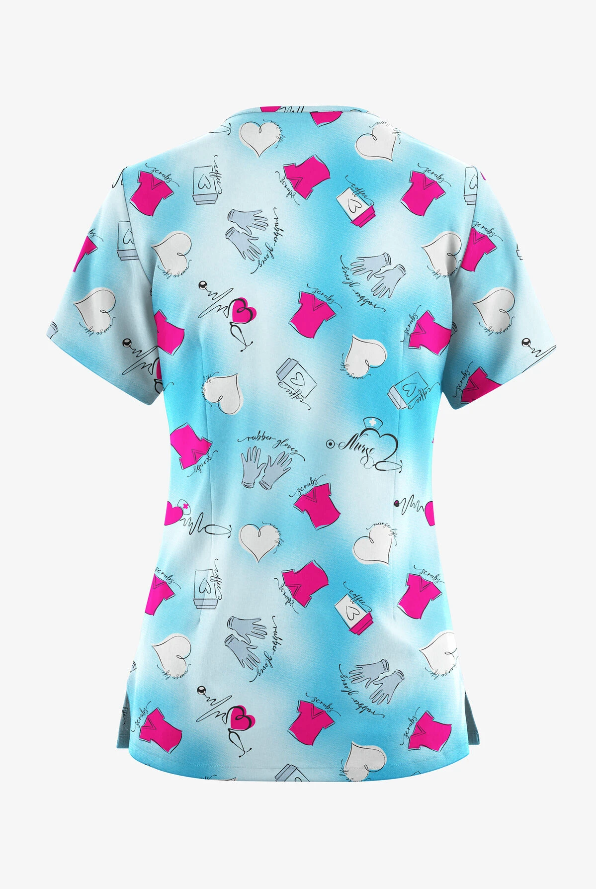 Butter-Soft Originals Healing Hearts Morning Dew Women's 4-Pocket Rounded V-Neck Printed Scrub Top 4 Butter-Soft Originals Healing Hearts Morning Dew Women's 4-Pocket Rounded V-Neck Printed Scrub Top - Image 2