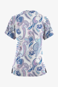 Butter-Soft Originals Kashmir Paisley White Printed Women's 4-Pocket Rounded V-Neck Scrub Top 5 Butter-Soft Originals Kashmir Paisley White Printed Women's 4-Pocket Rounded V-Neck Scrub Top -Fashion Clothing TS2697KPWT 2