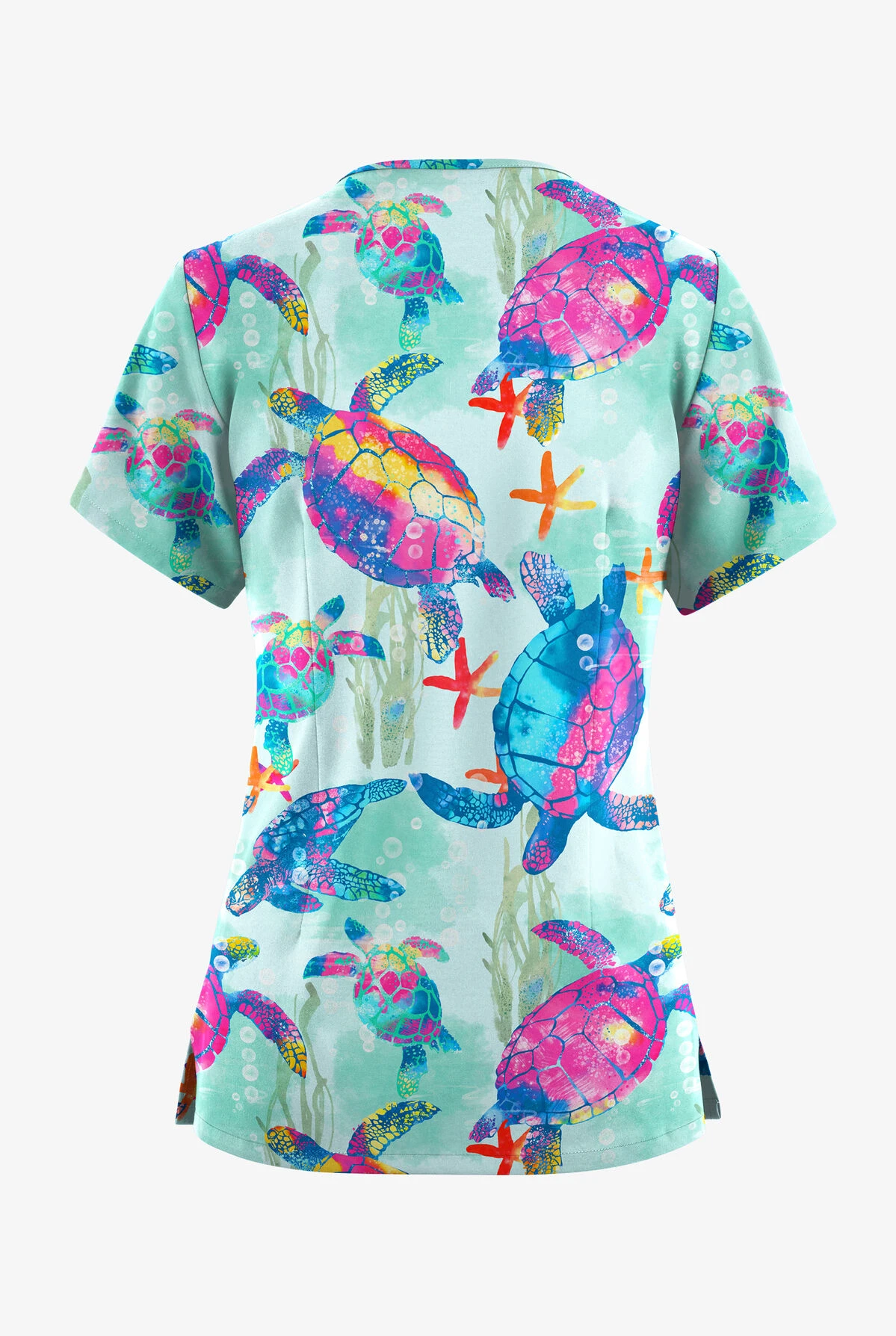 Butter-Soft Originals Turtle Journey Galaxy Women's 4-Pocket Rounded V-Neck Printed Scrub Top 4 Butter-Soft Originals Turtle Journey Galaxy Women's 4-Pocket Rounded V-Neck Printed Scrub Top - Image 2