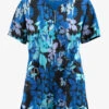 Easy STRETCH By Butter-Soft™ Magical Garden Women's 4-Pocket Zip Curved Neck Printed Scrub Top -Fashion Clothing TS4236MDBL 103023 1