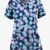 UA Butter-Soft STRETCH Blooms And Butterflies Navy Women’s 4-Pocket Notch-Neck Printed Scrub Top -Fashion Clothing TS4244BBNV 1
