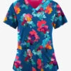 Easy STRETCH By Butter-Soft™ Sweet Blossoms Royal Women's 2-Pocket Mitered V-Neck Printed Scrub Top -Fashion Clothing TS434SBRL 100523 1