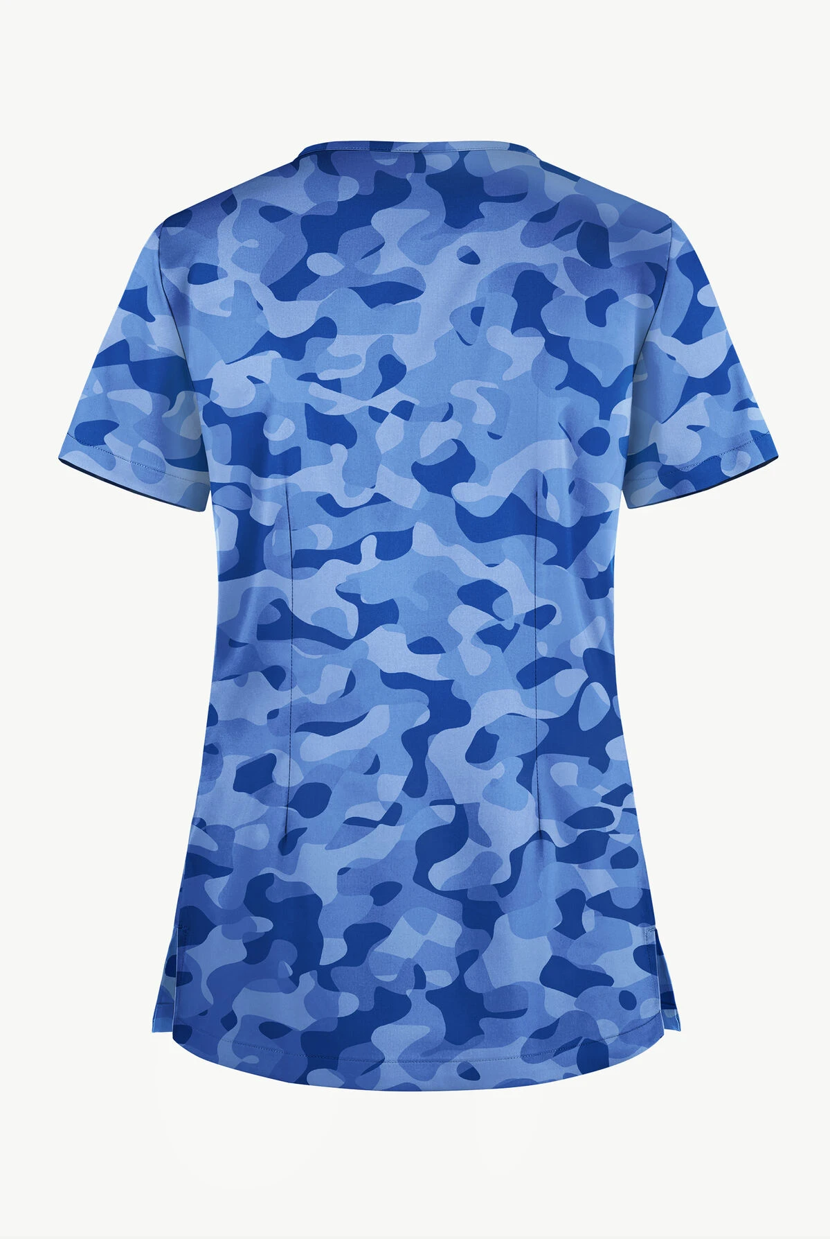 UA Butter-Soft STRETCH Camo Puzzle Royal Women's 1-Pocket V-Neck Print Scrub Top 4 UA Butter-Soft STRETCH Camo Puzzle Royal Women's 1-Pocket V-Neck Print Scrub Top - Image 2