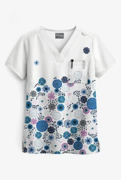 UA Butter-Soft STRETCH Dancing Floral Women's 1-Pocket Print Scrub Top