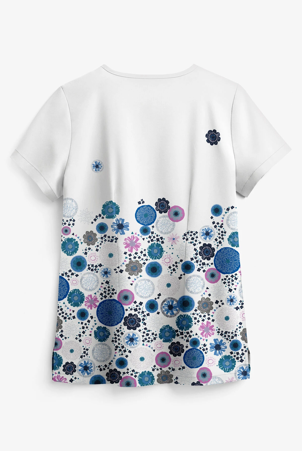 UA Butter-Soft STRETCH Dancing Floral Women's 1-Pocket Print Scrub Top 4 UA Butter-Soft STRETCH Dancing Floral Women's 1-Pocket Print Scrub Top - Image 2