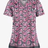 UA Butter-Soft STRETCH Day Dance Pewter Women's 1-Pocket V-Neck Print Scrub Top -Fashion Clothing TS452DDC 1