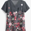 UA Butter-Soft STRETCH Dancing Floral Women's 1-Pocket V-Neck Print Scrub Top