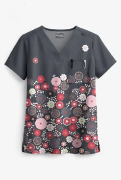 UA Butter-Soft STRETCH Dancing Floral Women's 1-Pocket V-Neck Print Scrub Top