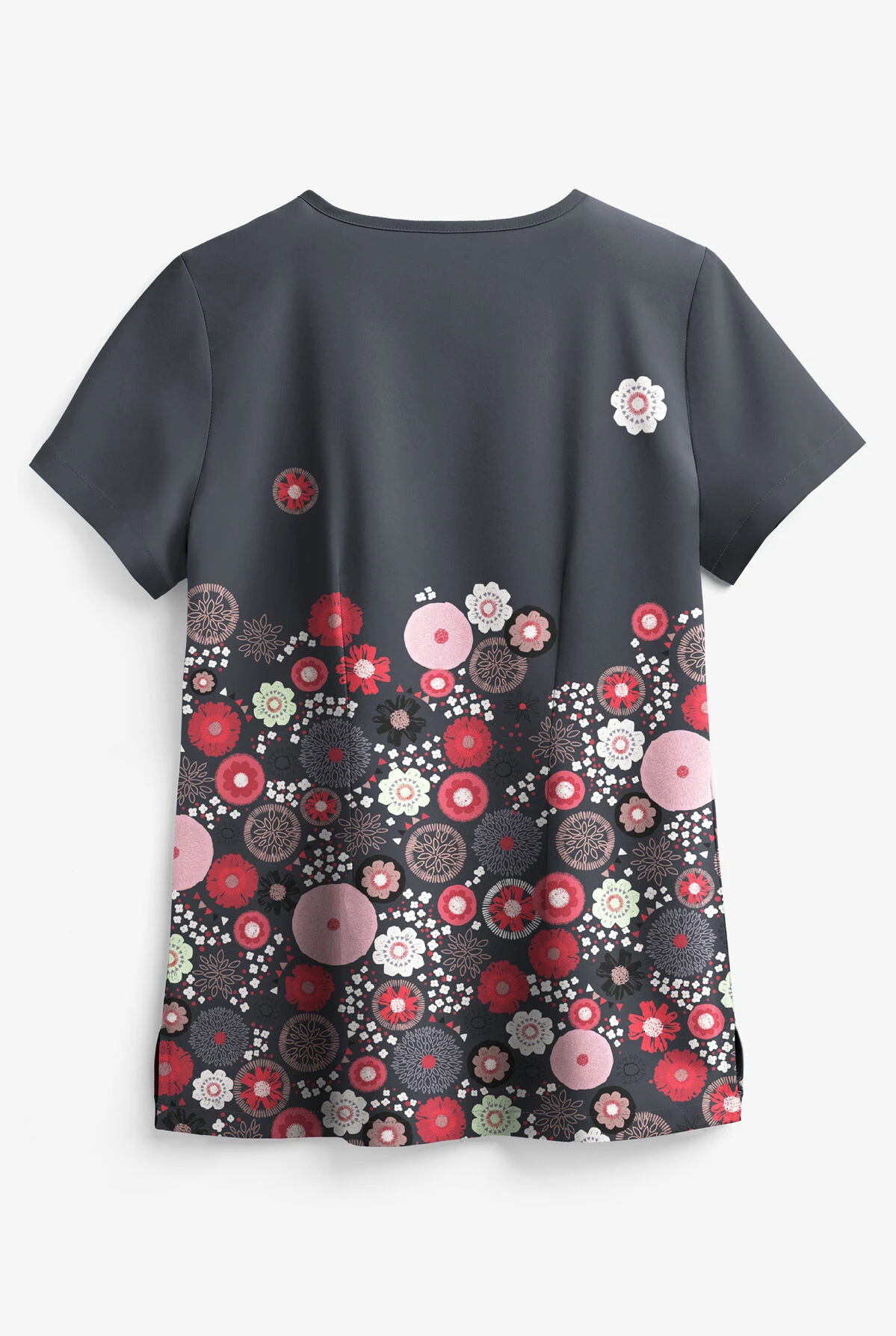 UA Butter-Soft STRETCH Dancing Floral Women's 1-Pocket V-Neck Print Scrub Top 4 UA Butter-Soft STRETCH Dancing Floral Women's 1-Pocket V-Neck Print Scrub Top - Image 2