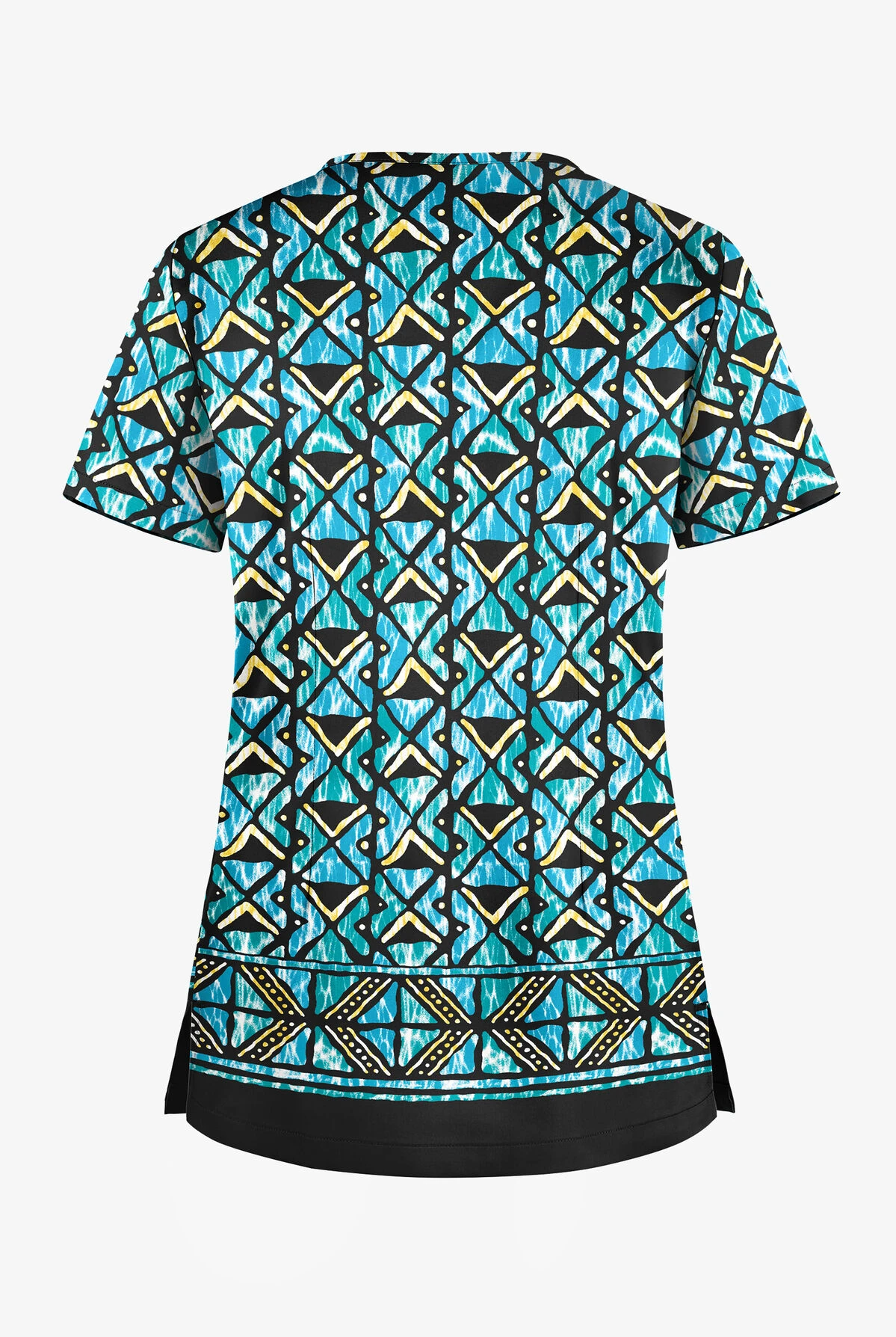 UA Butter-Soft STRETCH Day Dance Black Printed Women's 1-Pocket V-Neck Scrub Top 4 UA Butter-Soft STRETCH Day Dance Black Printed Women's 1-Pocket V-Neck Scrub Top - Image 2