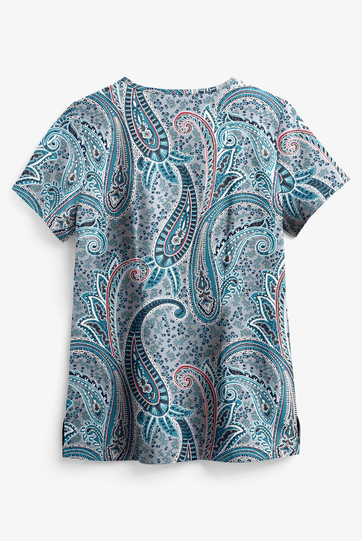 UA Butter-Soft STRETCH Floral Paisley Women's 1-Pocket V-Neck Print Scrub Top 4 UA Butter-Soft STRETCH Floral Paisley Women's 1-Pocket V-Neck Print Scrub Top - Image 2