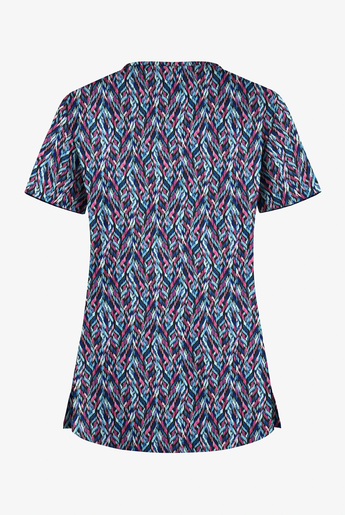 UA Butter-Soft STRETCH Geometric Path Black Printed Women's 1-Pocket V-Neck Tuck-In Scrub Top 4 UA Butter-Soft STRETCH Geometric Path Black Printed Women's 1-Pocket V-Neck Tuck-In Scrub Top - Image 2