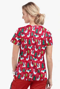 Butter-Soft Holiday Llamas Red Women's 1-Pocket V-Neck Tuck-In Print Scrub Top 7 Butter-Soft Holiday Llamas Red Women's 1-Pocket V-Neck Tuck-In Print Scrub Top -Fashion Clothing TS452HLRD 3