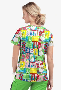 Butter-Soft Joyful Snowman Grass Green Women's 1-Pocket V-Neck Tuck-In Print Scrub Top 7 Butter-Soft Joyful Snowman Grass Green Women's 1-Pocket V-Neck Tuck-In Print Scrub Top -Fashion Clothing TS452JSGG 3