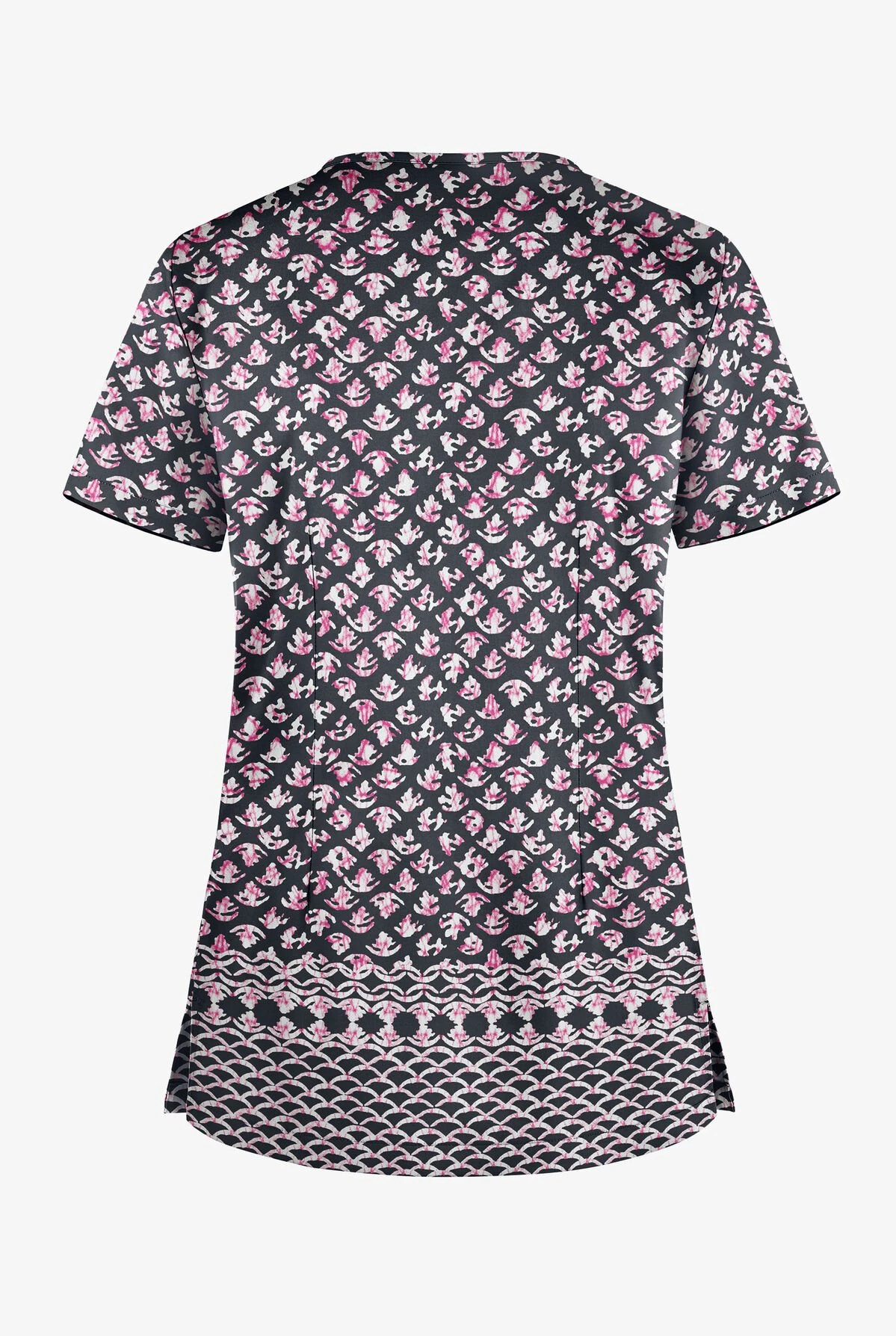 UA Butter-Soft STRETCH Night Garden Pewter Women's 1-Pocket V-Neck Print Scrub Top 4 UA Butter-Soft STRETCH Night Garden Pewter Women's 1-Pocket V-Neck Print Scrub Top - Image 2