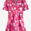 Butter-Soft Paris Cats Fuchsia Women's 1-Pocket V-Neck Tuck-In Print Scrub Top 2 Butter-Soft Paris Cats Fuchsia Women's 1-Pocket V-Neck Tuck-In Print Scrub Top -Fashion Clothing TS452PCFC 1