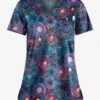 Butter-Soft Pop Circles Navy Women's 1-Pocket V-Neck Tuck-In Print Scrub Top -Fashion Clothing TS452PCNY 100523 1
