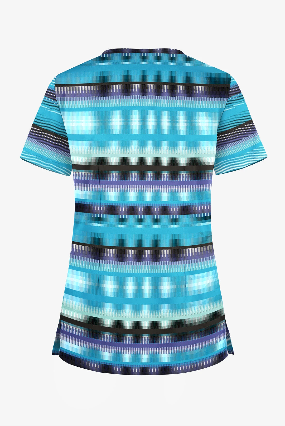 UA Butter-Soft STRETCH Reigning Stripes Turquoise Women's 1-Pocket V-Neck Print Scrub Top 4 UA Butter-Soft STRETCH Reigning Stripes Turquoise Women's 1-Pocket V-Neck Print Scrub Top - Image 2