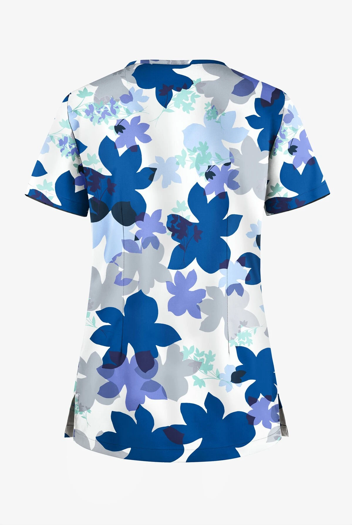 UA Butter-Soft STRETCH Floral Shades White Printed Women's 1-Pocket V-Neck Scrub Top 4 UA Butter-Soft STRETCH Floral Shades White Printed Women's 1-Pocket V-Neck Scrub Top - Image 2